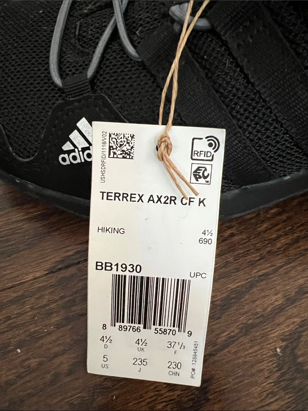 adidas Terrex Black and Gray Kid’s Trail Sneakers